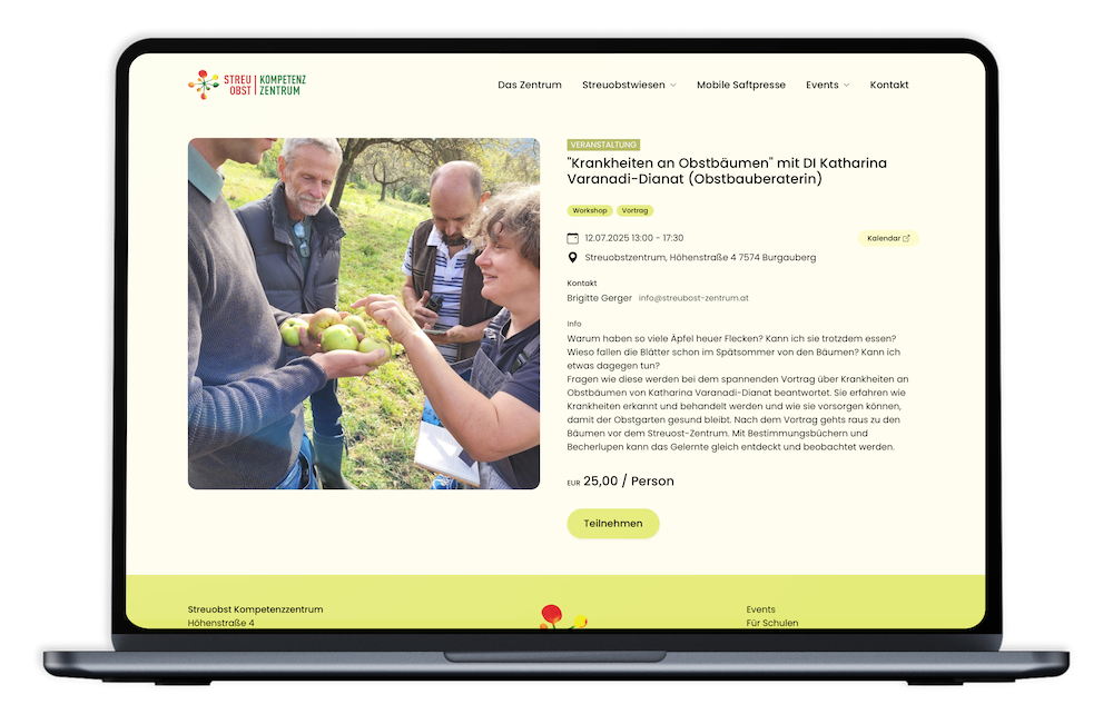 Streuobst Zentrum Eventdetails auf einen Blick von Spect Studio